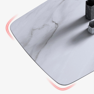 Mesa de comedor de losa de roca de lujo ligera Combinación de mesa de comedor y silla minimalista moderna de mármol Rectangular de gama alta - Product Image 5