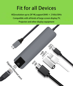 <strong>Type</strong>-c Charging Multiport Usb Hub 4k HD USB C 3.0 Ethernet Rj45 5 in 1 Usb-C Docking Station for <strong>Computer</strong> - Product Image 5