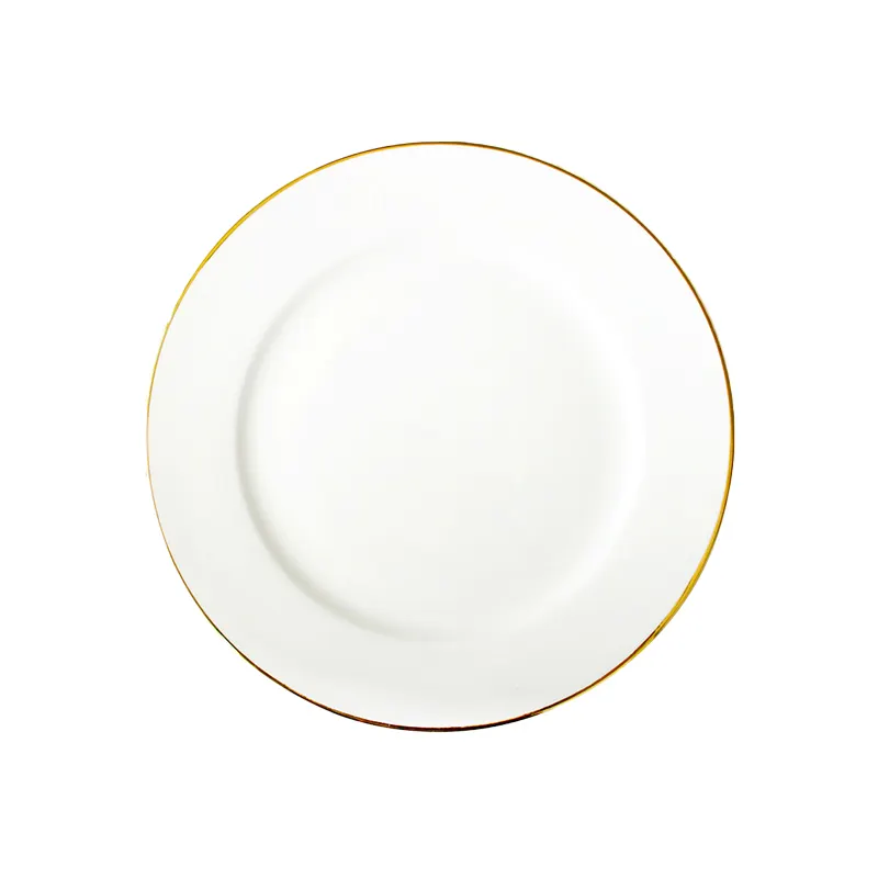 Personalizza LOGO Household Hotel bordo dorato piatti in ceramica bianca piatto piatto