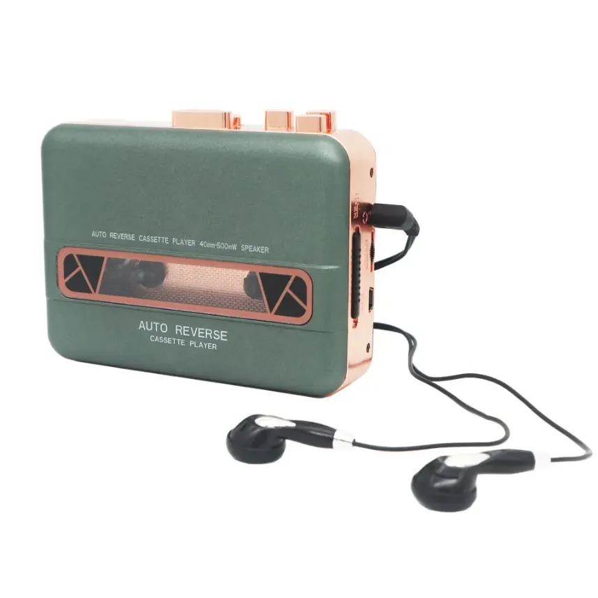 Lecteur de cassettes stéréo portable baladeur automatique avec écouteur, haut-parleur intégré, convertisseur de bande vers MP3/WAV/CD via fil USB