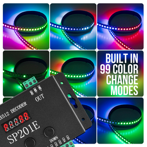 Controlador de decodificador LED SP201E DMX512 5CH PWM SPI píxeles tira de luz LED SK9822 WS2812B WS2811 5050 RGB RGBW CCT FCOB