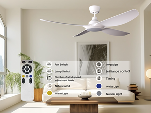 Yüksek performanslı moda dekoratif 3 Cct akıllı Led ışık 52 inç 4 bıçak uzaktan kumanda ile şık tavan vantilatörü - Product Image 4