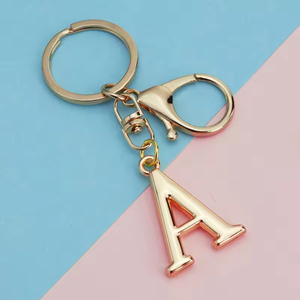 Kaynak fabrika özel Metal 2D 3D mektup anahtarlık anahtarlık A-Z anahtarlık kadınlar için çanta çanta Charms ile alfabe kolye - Product Image 2
