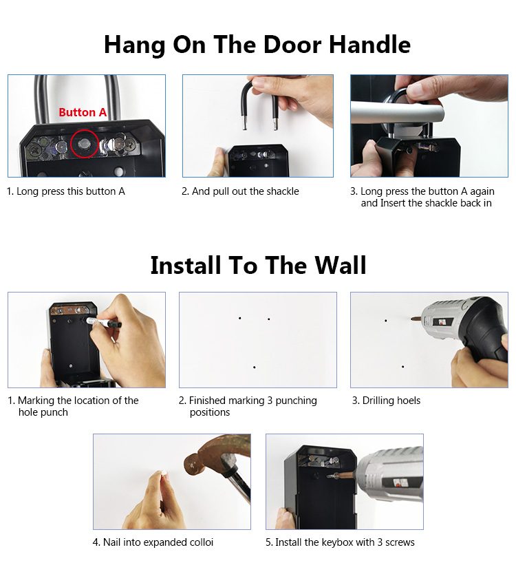 New Style Waterproof Safe Key Box Digital Key Card BLE Password Door Ttlock APP Fingerprint Smart lock