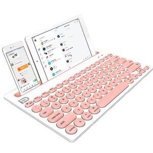 Teclado inalámbrico multidispositivo, Mini 76 teclas para tableta, teléfono, portátil, rosa, azul