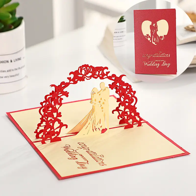3D الزفاف بطاقات معايدة مع مغلفات المنبثقة رومانسية دعوات زفاف فارغة بطاقات المعايدة للاستحمام الزفاف الزواج