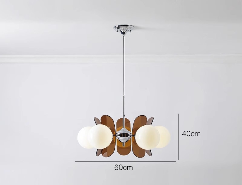 White Color Glass D60cm 5 heads