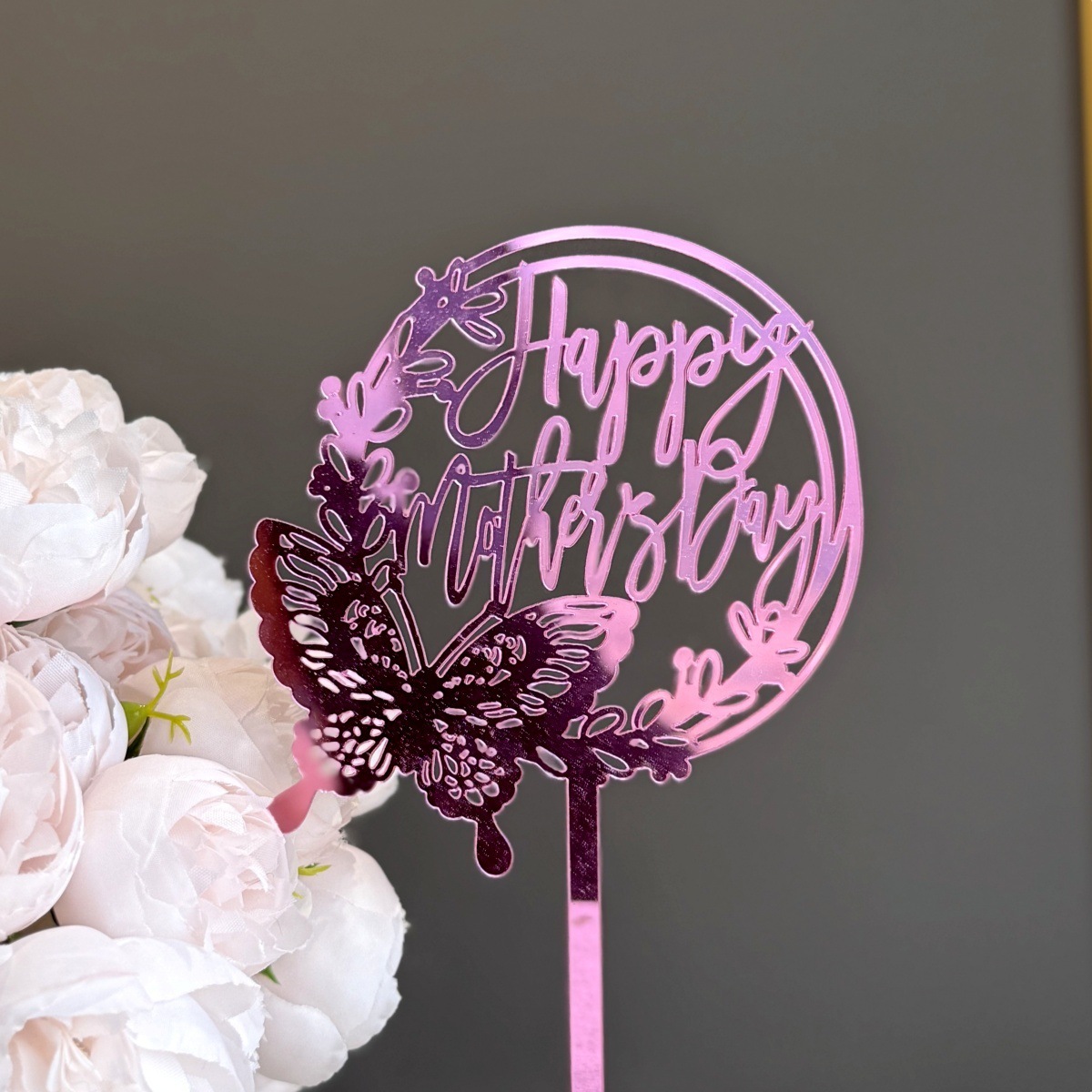 Butterfly happy mothers day mirror rose red