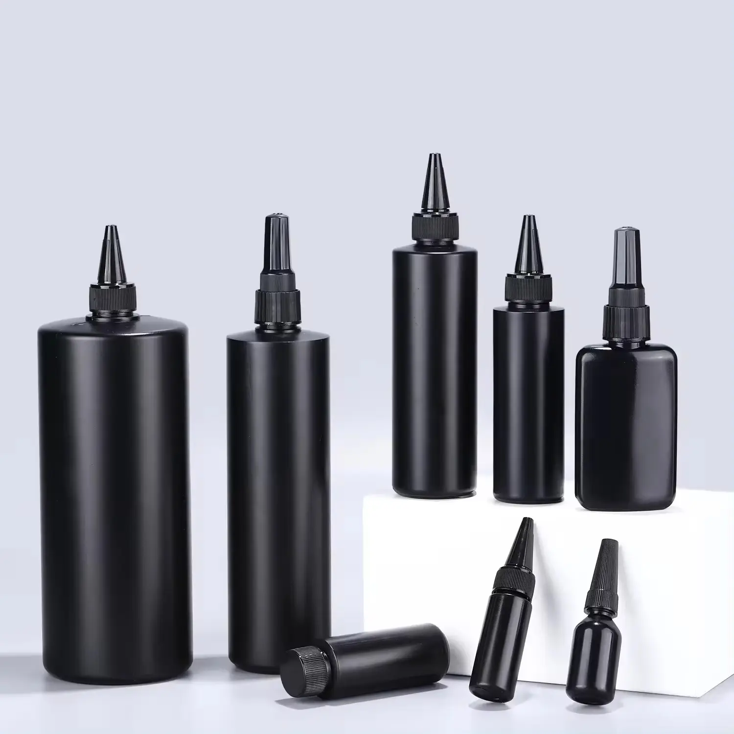 10ml-2L vacío negro LDPE HDPE gran capacidad plástico Super pegamento aplicador Squeeze cuentagotas botella