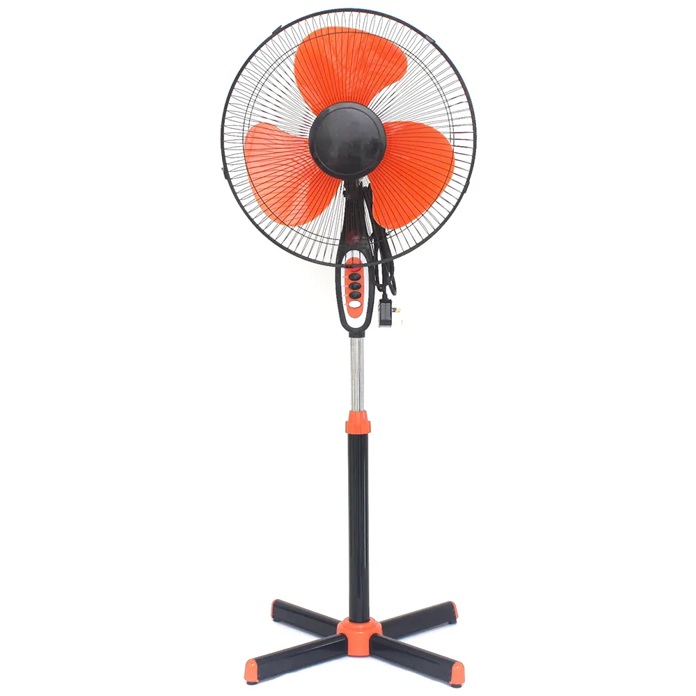 Ucuz fiyat yüksek hızlı 16 inç AC serin rüzgar ince delikli ızgara ayaklı vantilatör ayaklı Stand fanı yer vantilatörü 16 turuncu