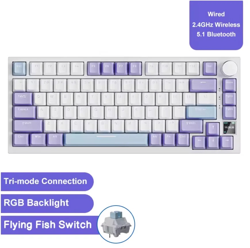 AK820 PRO - Violet Blanc Bleu - Interrupteur Fly Fishing - 3 Modes
