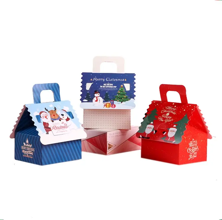 Papel casa forma doces presente embalagem papel dobrável Chrismax caixas 12*12*14CM descartável cartão comida embalagem aceitar