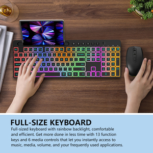 Combo de teclado y mouse inalámbricos silenciosos RGB recargables de 2,4G con soporte para teléfono para computadora PC Laptop Keyboard Mouse Combo - Product Image 5