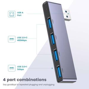 Estación de acoplamiento de concentradores USB múltiples de 4 puertos Convertidor de función OTG 4 en 1 Compatible con Pad Pro Características Adaptador USB tipo C - Product Image 3