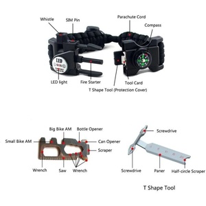 Outdoor Herren 6 in 1 Multifunktion ales Tactical Survival Paracord Armband mit Kompass Flink Fire Starter und Pfeife - Product Image 5