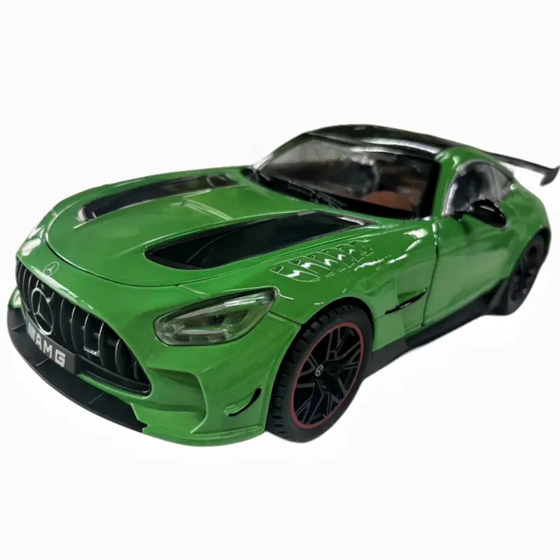 Diecast 1:18 mercedes-benz AMG GT3 modelo de coche de aleación con sonido y luz puertas de retroceso exhibición de juguete abierta colección de regalos modelo de coche