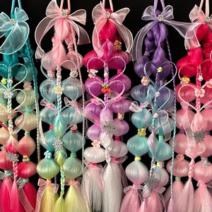 Bán Buôn Handmade Đầy Màu Sắc Tóc Đuôi Ngựa Tóc Giả Với Thời Trang Bím Tóc Bong Bóng Xoắn Tóc Đèn Lồng Phong Cách Bán Sỉ Bện Lông - Product Image 2