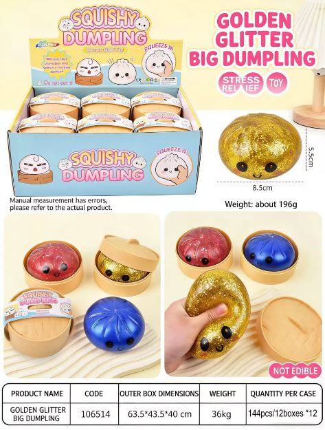 Bao con purpurina dorada 8,5 cm