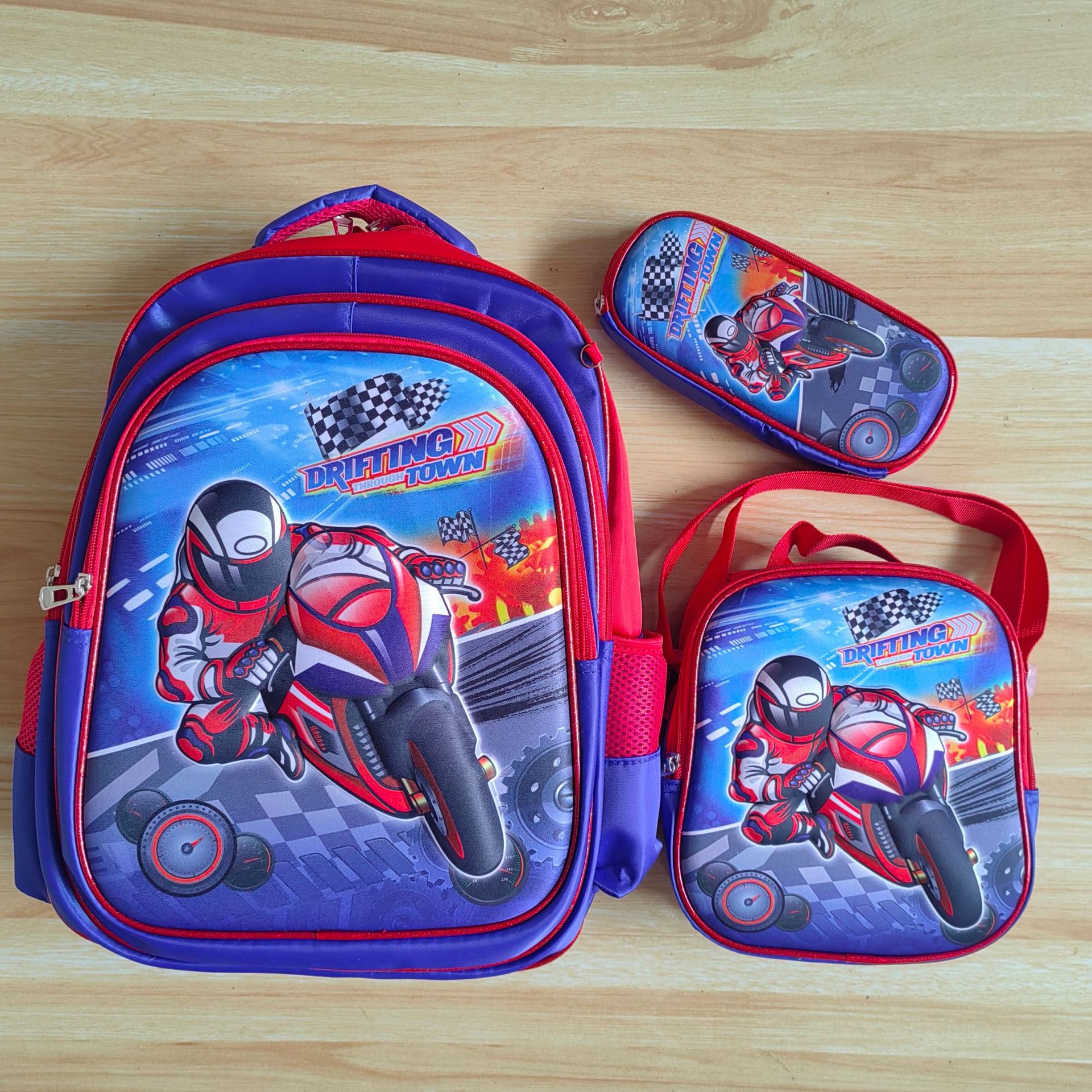 Three-piece set-motorcycle rider