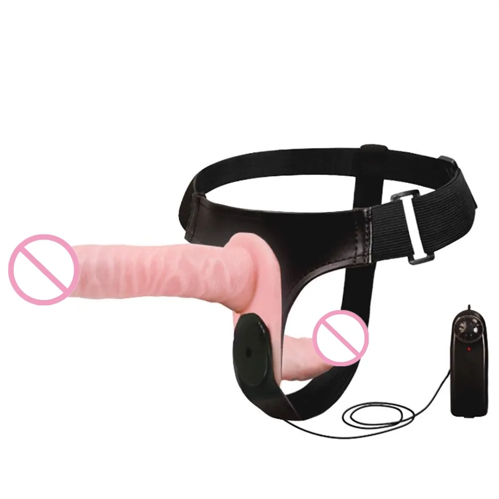 Vibratore elettrico indossabile del pene artificiale della doppia testa per i giocattoli del sesso di vibrazione lesbica cinghia sui dildo della cinghia per la ragazza