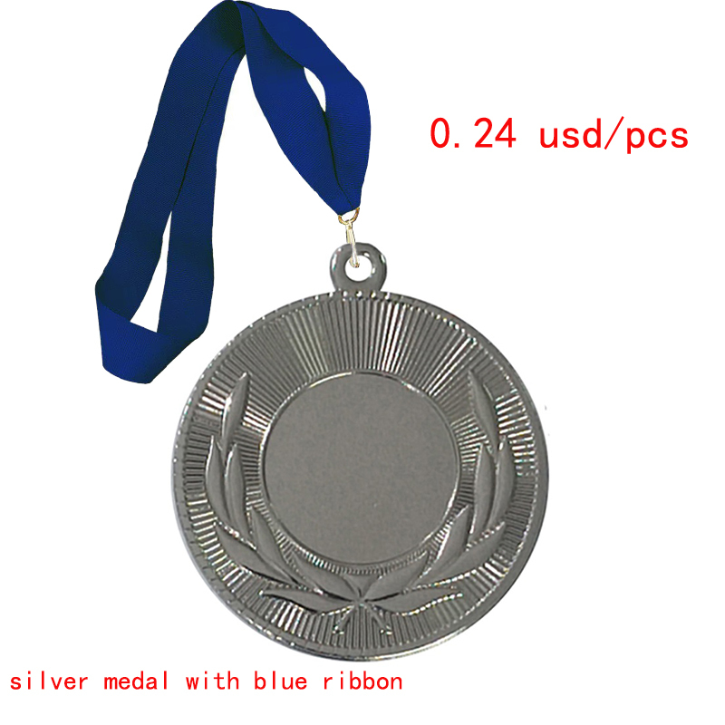 Silver with blue ribbon
