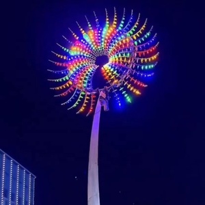 งานฝีมือโลหะสแตนเลสแบบไดนามิกประติมากรรมสแตนเลสงานสวนภูมิทัศน์สวนกลางแจ้งขนาดใหญ่หลากสี LED - Product Image 4