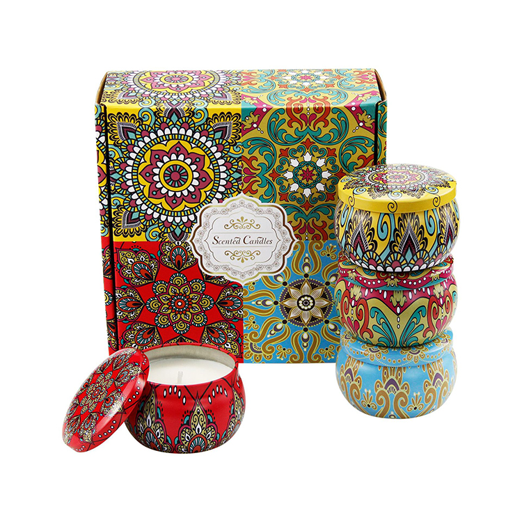 Round Scent Body Soy Christmas Natural Bath Scented Wax Candle In Tin Jar
