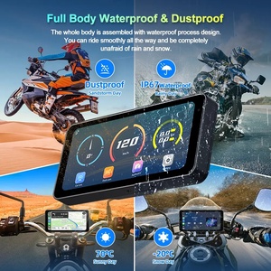 6,25 polegadas impermeável motocicleta DVR traço Cam CarPlay sem fio Android Auto BT música toque navegação <span class=keywords><strong>Display</strong></span> 60FPS captura de vídeo