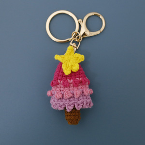 时尚圣诞树钥匙扣手工多色钩针钥匙扣为女孩节日珠宝 - Product Image 5