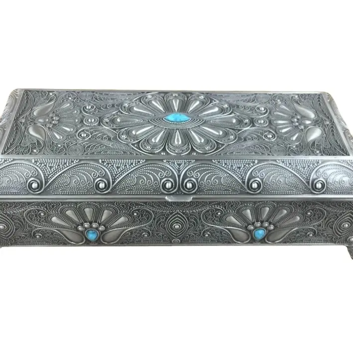 hot sale pewter plated wedding antique zinc alloy jewellery box