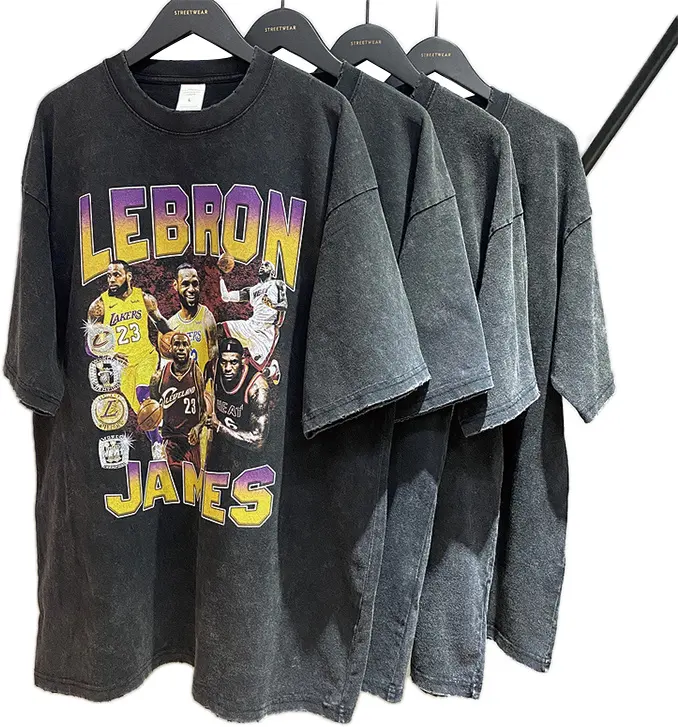 Großhandel 100% Baumwolle Hip Hop T-Shirt Benutzer definiertes Logo Vintage Die Beatle Shirts Gewaschenes T-Shirt Herren Team Übergroße Acid Wash T-Shirt
