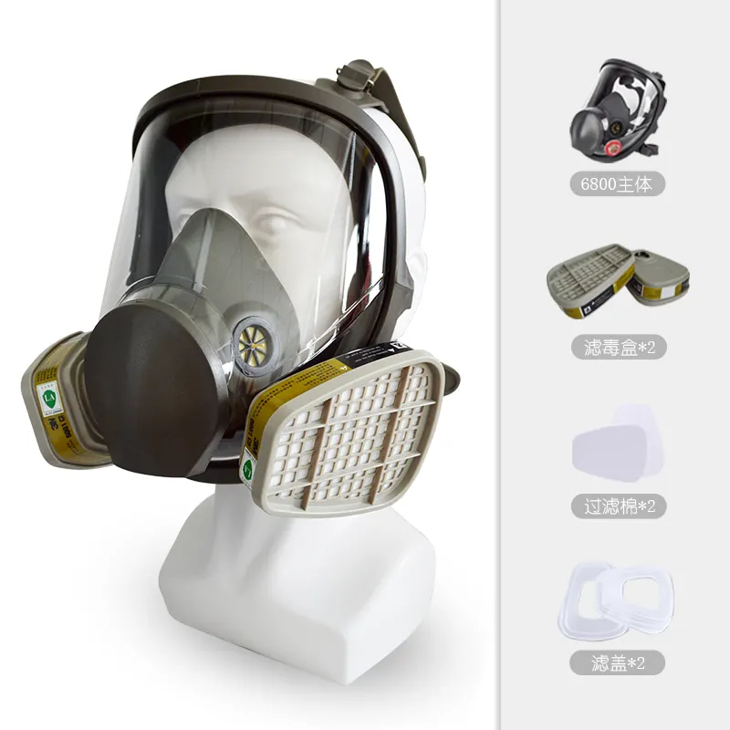 Venta directa de fábrica Integrado Respirador de protección contra radiación de cara completa 6800 Máscara de gas con doble filtro