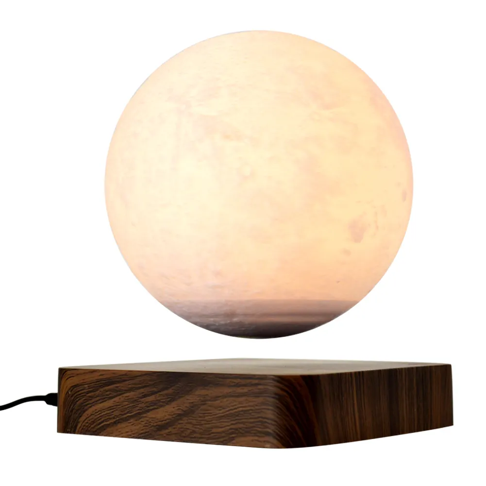 Lámpara de Luna magnética de madera, lámpara flotante magnética para decoración de sala de estar
