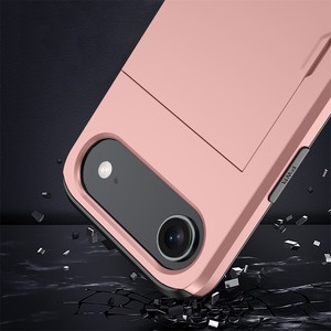 豪华纯色推拉钱包卡槽手机套适用于iPhone 17 Air 16E 14 Pro Max 11 12 13 15 Plus保险杠后盖 - Product Image 4