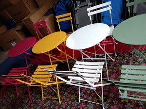 Cheap Garden <strong>Patio</strong> Outdoor Furniture Colorful Folding Outdoor Metal Mesh Bistro/cafe/<strong>patio</strong>/garden Table and Chair Sets