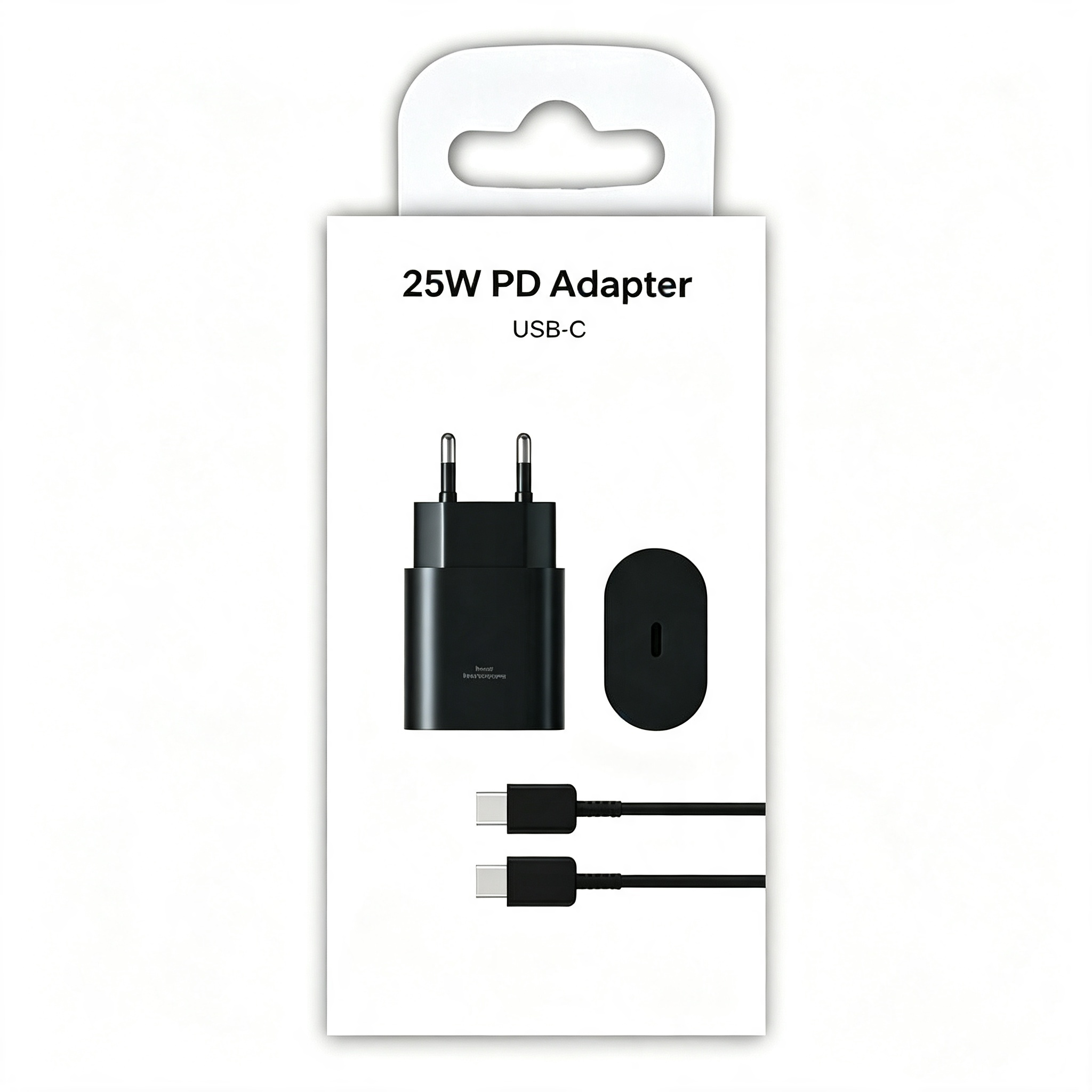 Negro (Calidad AAA - Enchufe de 25W + cable con caja)