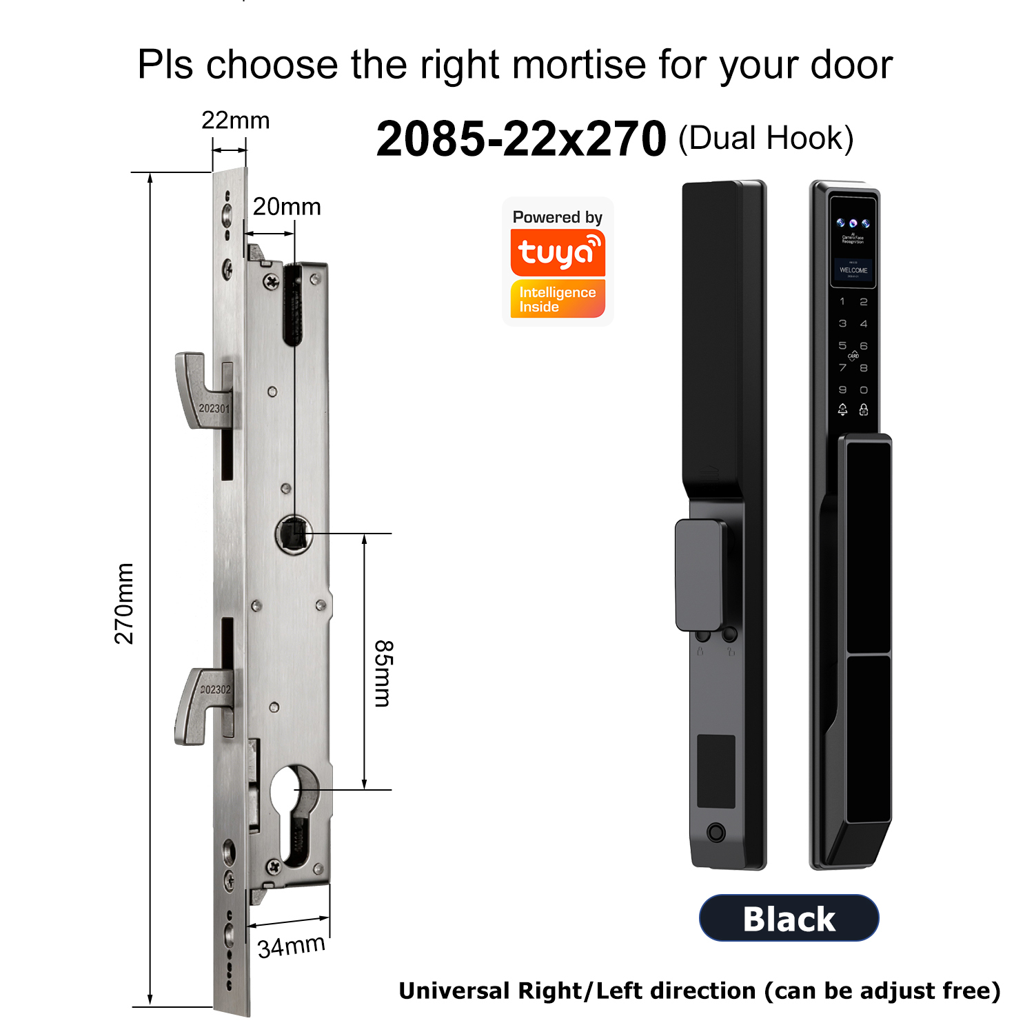 Z5 with 2085 Dual-Hook Single-point Mortise(22x270mm)