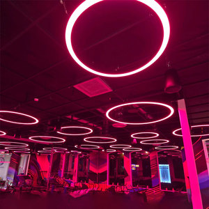 Modern tavan Led yuvarlak asılı lamba RGB aydınlatma armatürü karartma lineer daire avizeler halka kolye işık için spor salonu yapı - Product Image 1