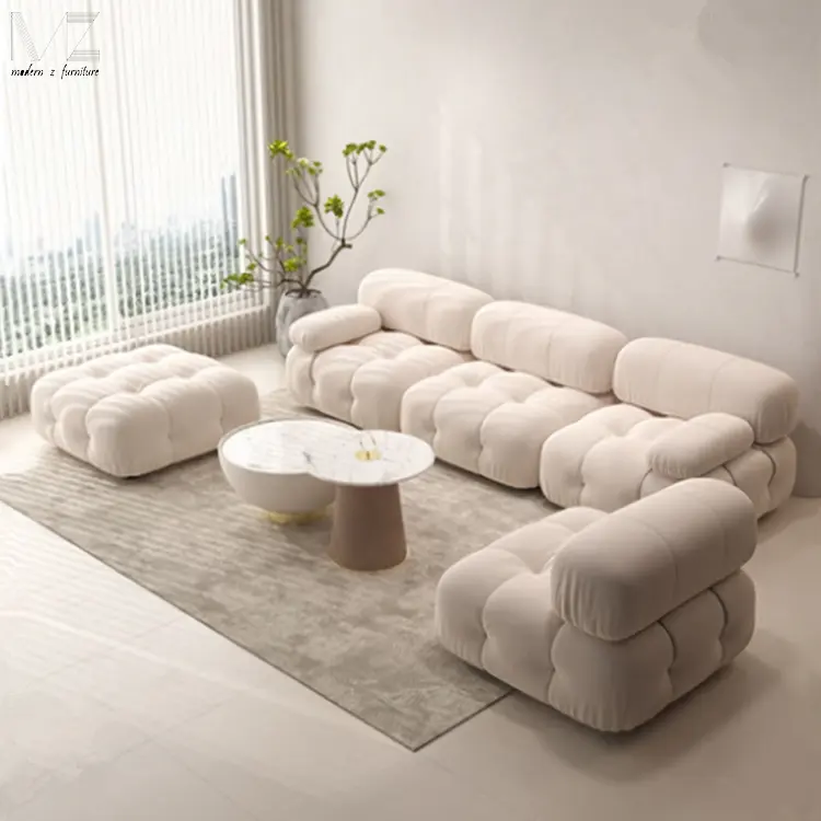 Sofás reclinables de lujo para sala de estar, tela de peluche Boucle, diseño seccional de terciopelo, sofá de salón, canapés, sofá Modular de Mario Bellini