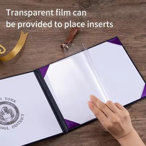 Özel A4 moda deri sertifika sahipleri klasik karton dosya kağıt sertifika klasörü - Product Image 6