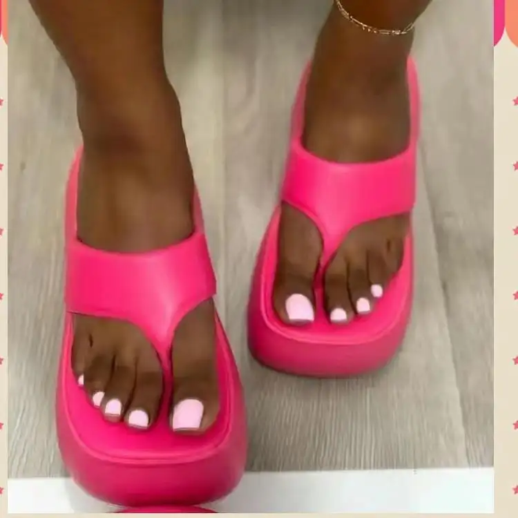 240401-1 36-43, zapatillas de plataforma de moda de verano, Sandalias de tacón de cuña con punta de Clip de gran tamaño, zapatillas de espiga para mujer, toboganes de playa