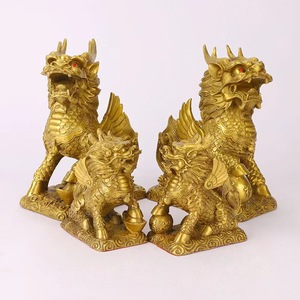 Resin <strong>Golden</strong> Feng Shui Treasure Pi Xiu Statue Standing with Ingot for Good Luck and Wealth; Pi Xiu Gold Resin Hikyuu Feng Shui - Product Image 6
