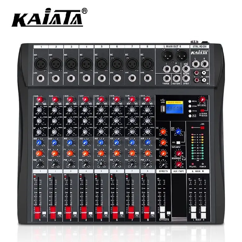 KAIKA CT8-2 Professional DJ Audio Interface Mixer 8 canais console de música estéreo para música evento poder mistura console