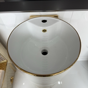 独立洗手盆金色基座水槽