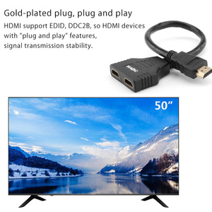 การออกแบบโลโก้ที่กำหนดเอง1080จุด HDMI ชายกับคู่ HDMI หญิง1ถึง2 Way สายอะแดปเตอร์ HDMI 1ใน2ออกสำหรับโปรเจคเตอร์ Monitor เครื่องเล่นดีวีดี
