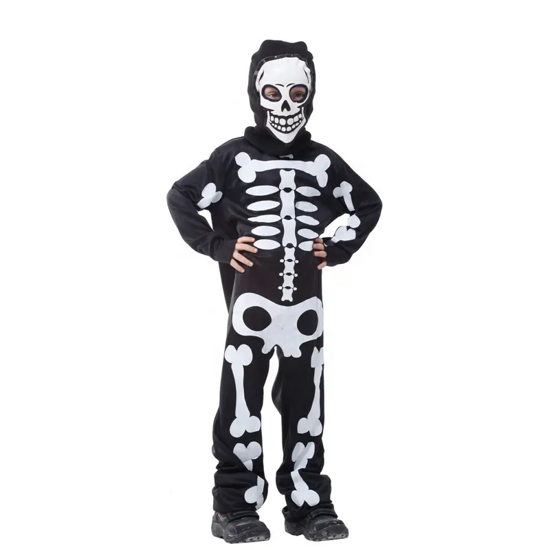 Disfraz de Halloween, disfraz de fiesta de carnaval, Zombie, mono con esqueleto de calavera para niños