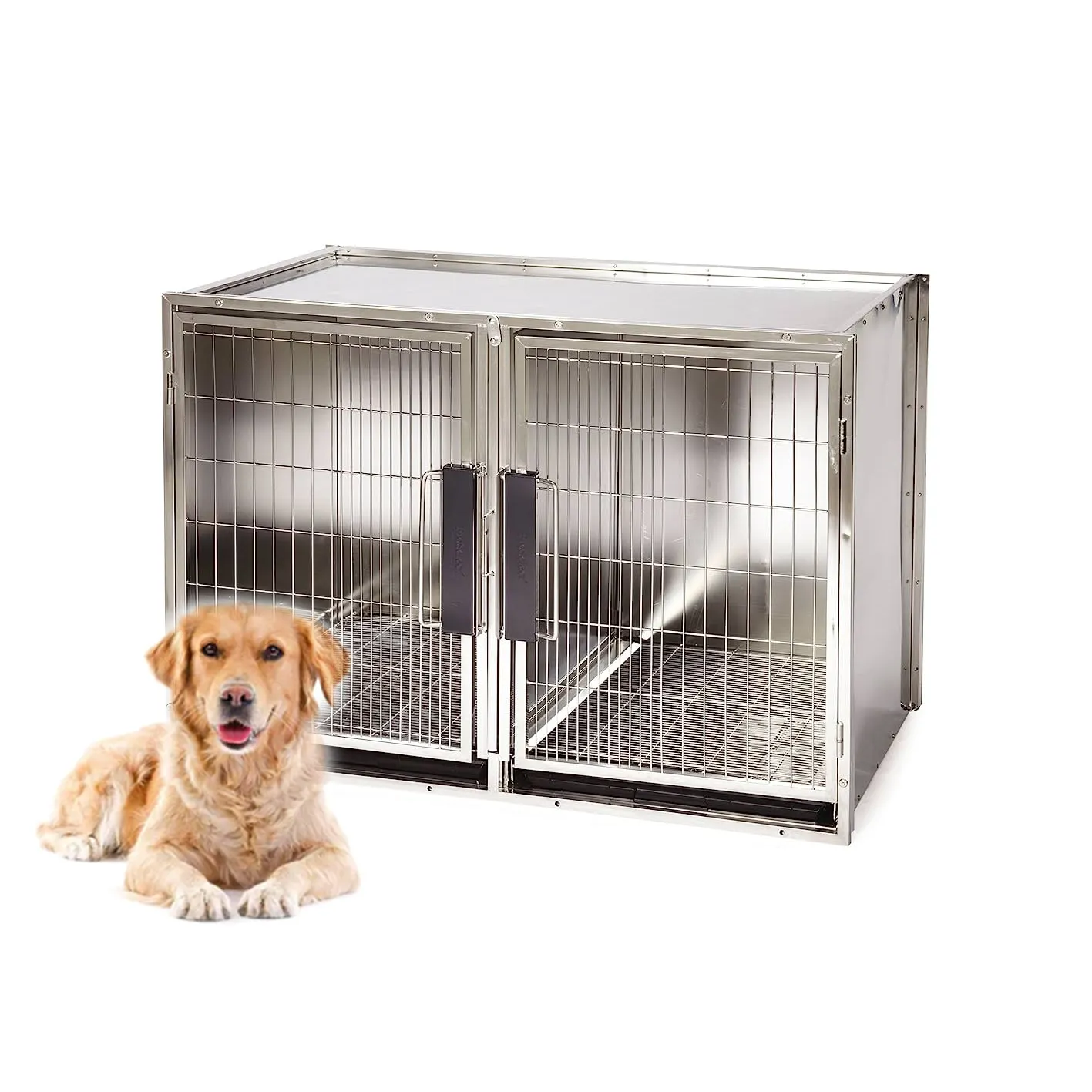 Gabbia per animali da allevamento modulare per attrezzature veterinarie professionali in acciaio inossidabile con gabbia per cani con pareti solide