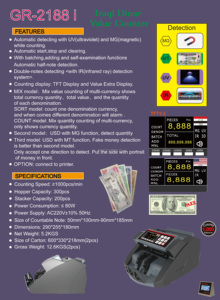 Máquina contadora de dinero con función de detección Contador de facturas Equipo financiero adecuado para contador de efectivo multidivisa - Product Image 6
