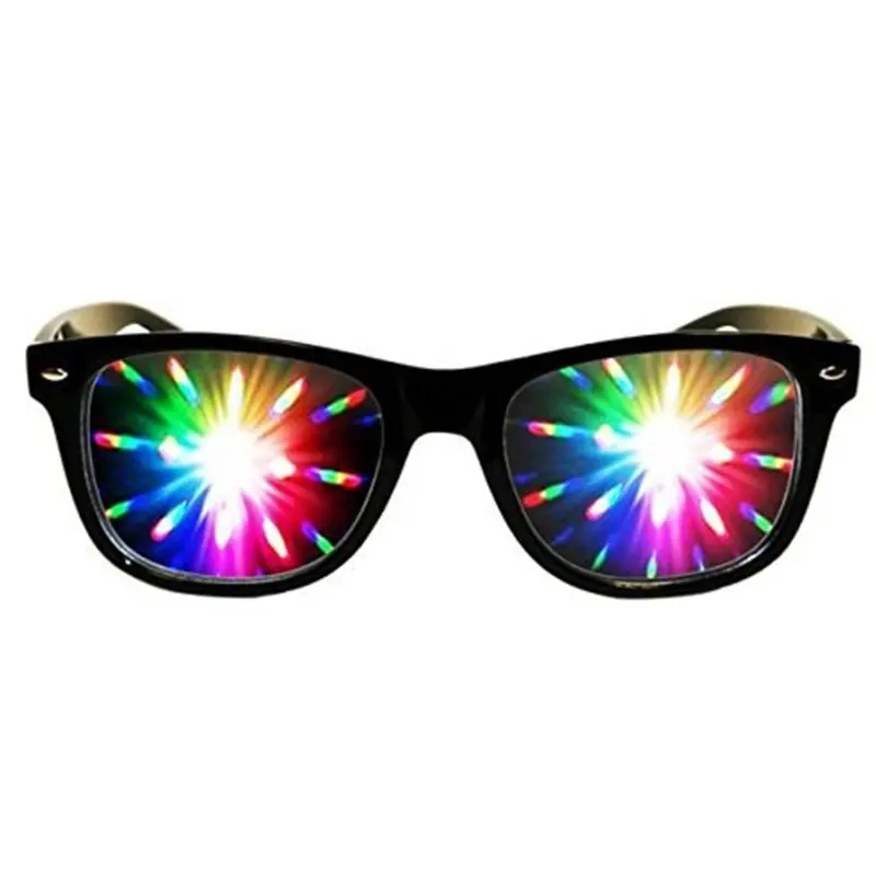 Óculos de iluminação com led, óculos modernos de tecnologia diffração de fogos de artifício, luminosos