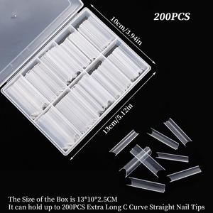 200 Pcs C Curve Nail <strong>Tips</strong> Half Cover Acrylic Clear Nail <strong>Tips</strong> Extra Long Straight Square Nail <strong>Tips</strong> - Product Image 5